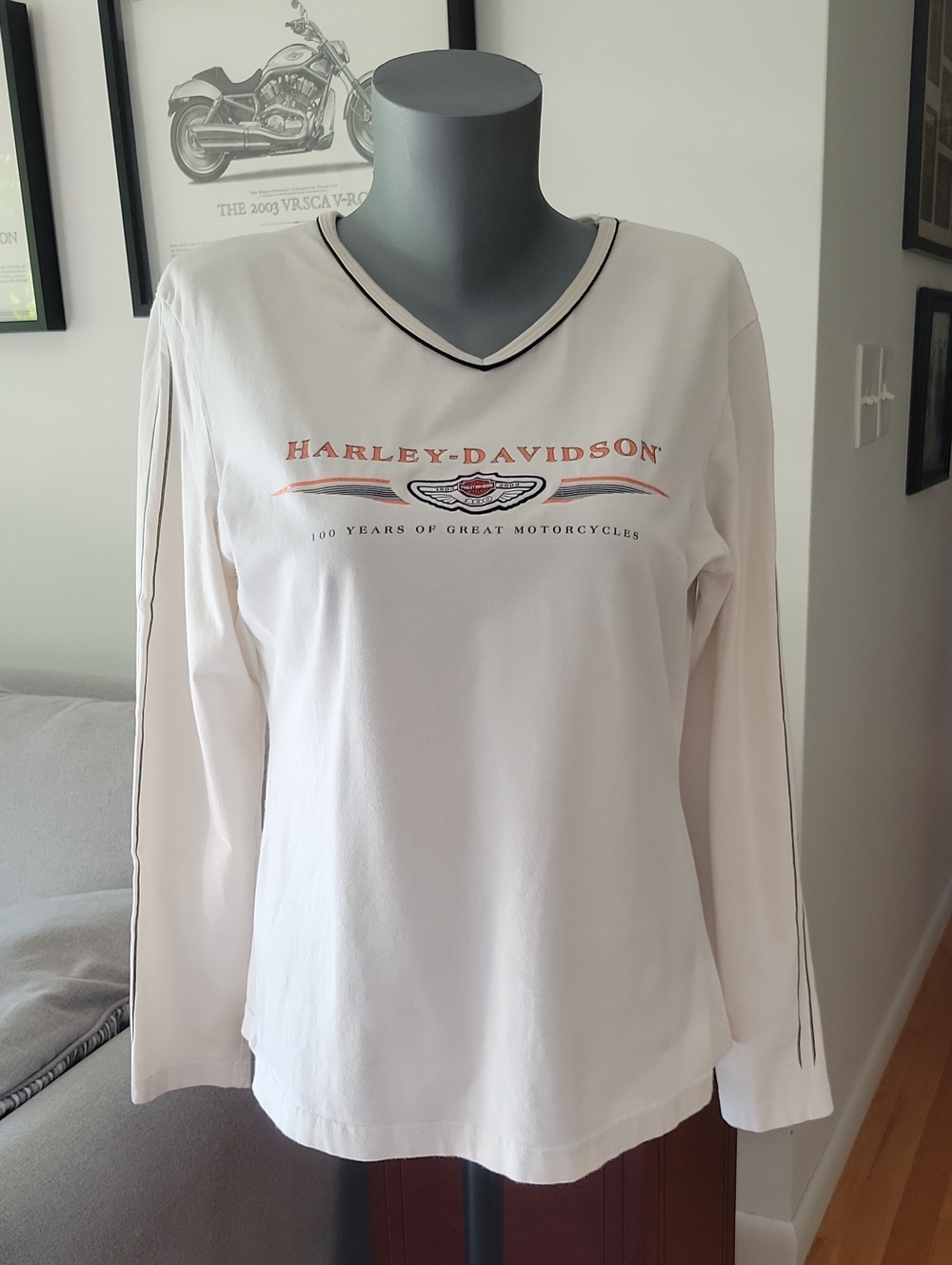 Harley-Davidson 100th Anniversary Top XL Cream/White Vintage